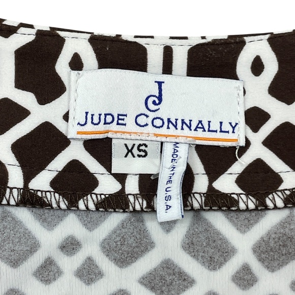 Jude Connally XS Brown White Dress Nylon Spandex 3/4 Sleeve - Picture 3 of 5